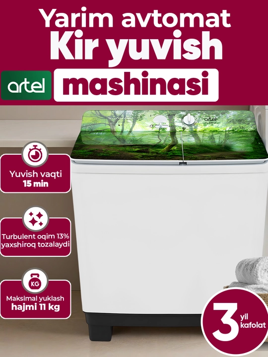 Yarim avtomat kir yuvish mashinasi Artel TG110FP, 11 kg - 