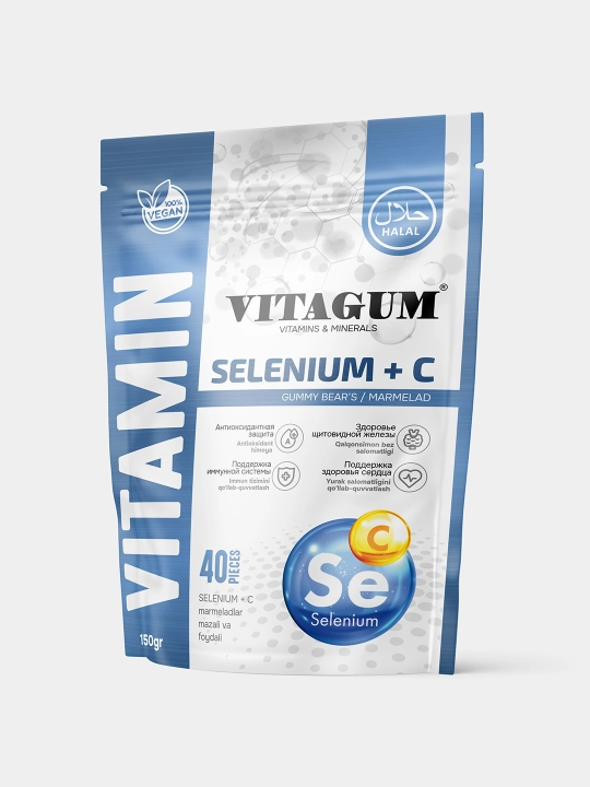 Selen va C vitamini, BFQ qo‘shilgan VITAGUM marmeladi 150 gr. Halol - 