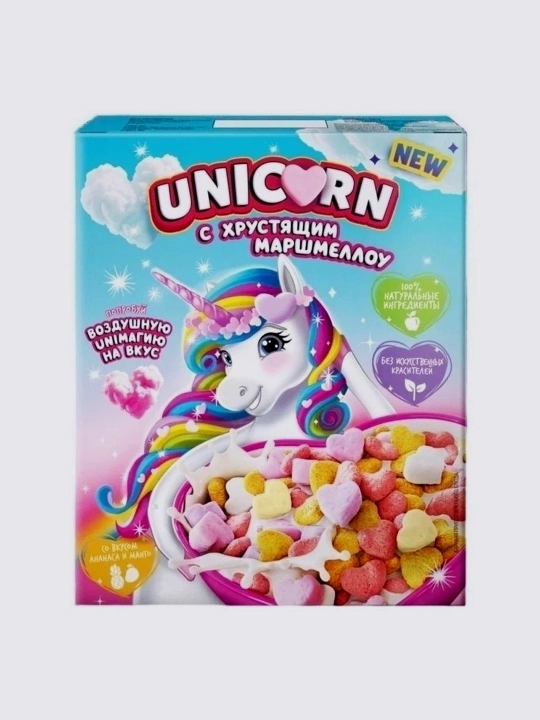 Готовый завтрак UNICORN Хрустящий маршмеллоу, манго и ананас 160 г