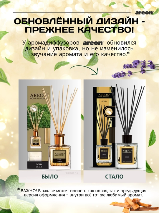 Ароматизатор для дома Areon 150 мл, освежитель воздуха, диффузор с палочками, для дома