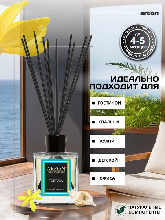 Ароматизатор для дома Areon 150 мл, освежитель воздуха, диффузор с палочками, для дома