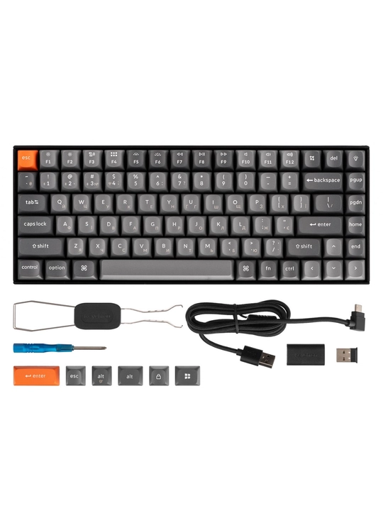 Игровая механическая клавиатура Keychron K2 MAX 84Key, WL/BT/USB-A, EN/RU/UZ, RGB, K2M-C4