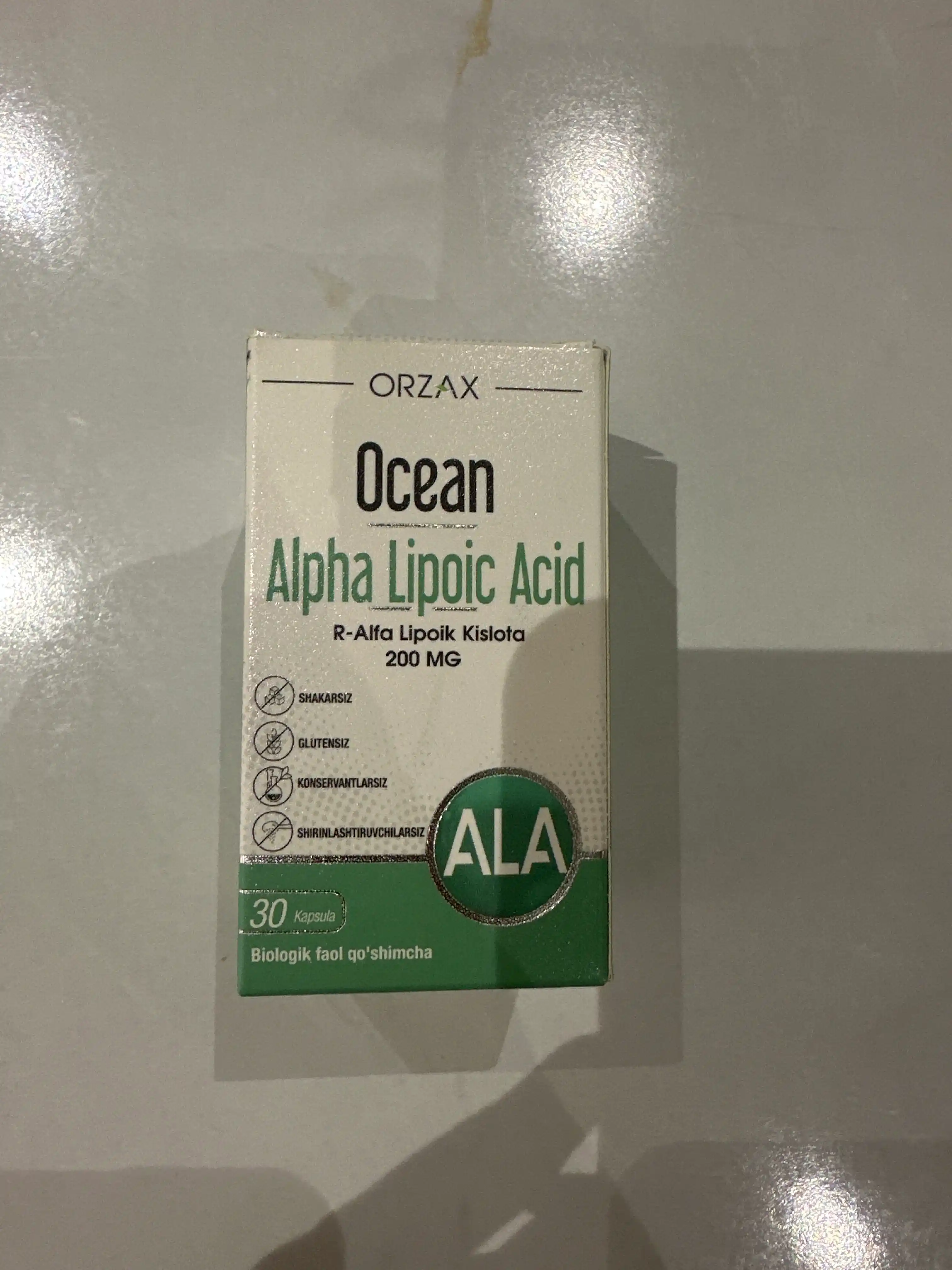 Альфа - липолевая кислота  200 мг-600 мг БАД Orzax Ocean Alpha Lipoic acid (30 таблеток)