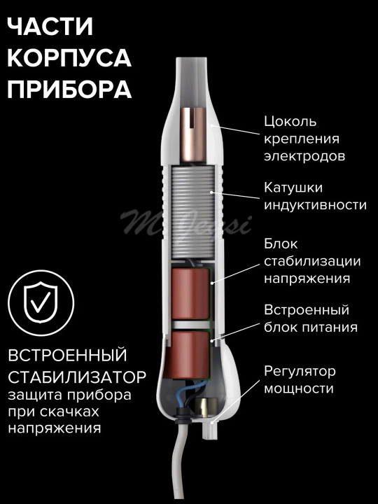 Дарсонваль прибор для роста волос и ухода за кожей лица С 4 насадки до 7 насадки