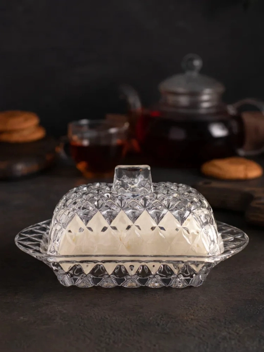 Масленка для сливочного масла стеклянная с крышкой
