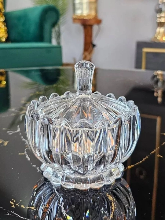 Сахарница стеклянная, прозрачная