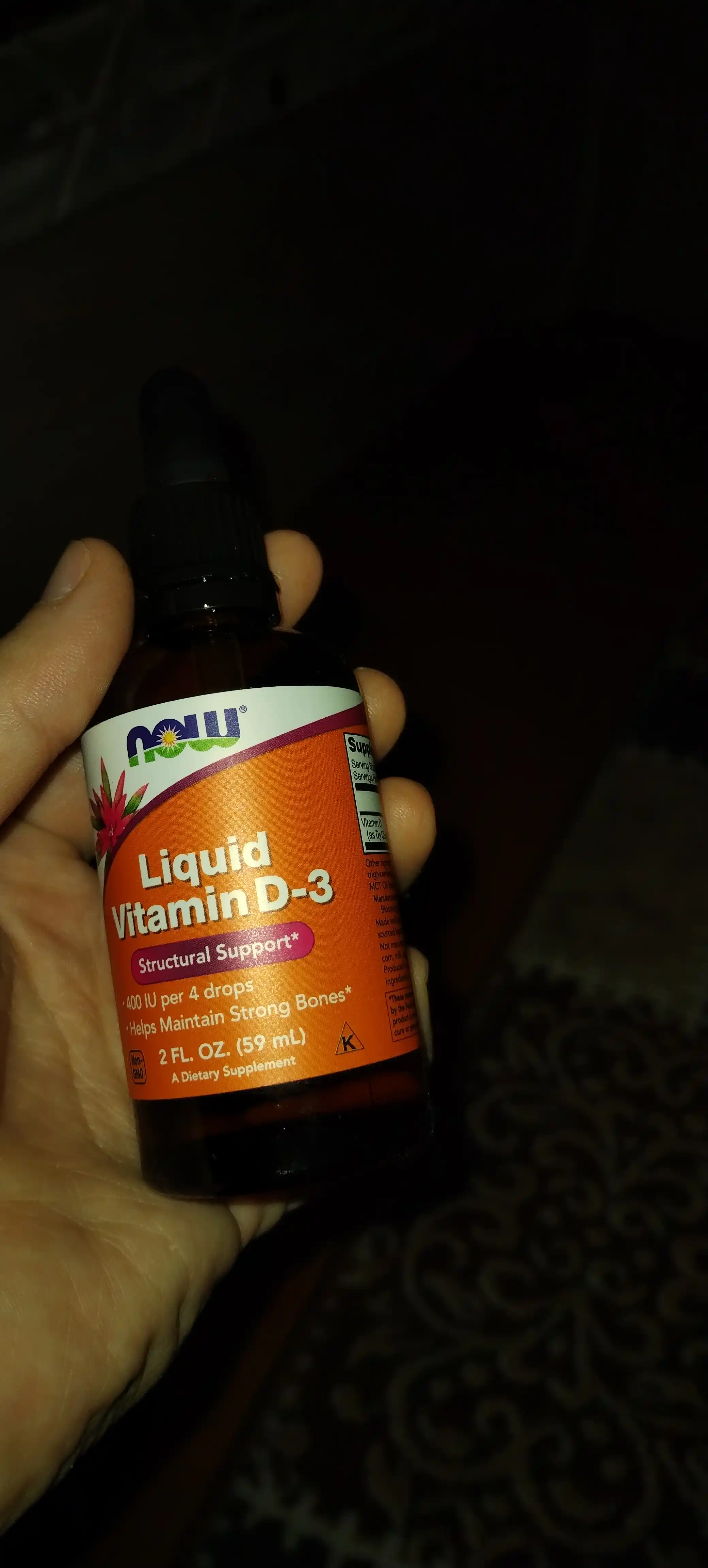 Now Foods suyuq vitamin D3, 400 ME 59 ml, immunitet uchun qulaylik va уengillik