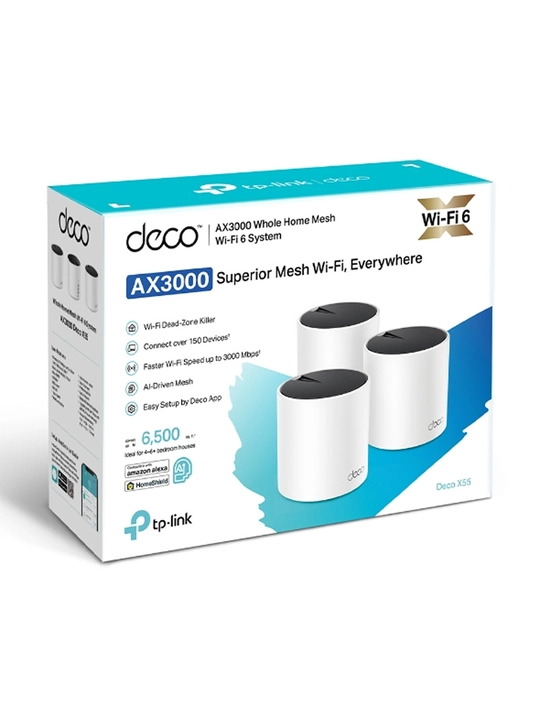 TP-Link  Deco X55 Wi-Fi 6 Mesh роутер - 1,2 yoki 3 ta qurilmali to‘plam, keng qamrov uchun - 
