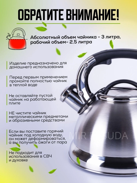 Чайник со свистком Kukmara, для плиты, из нержавеющей стали