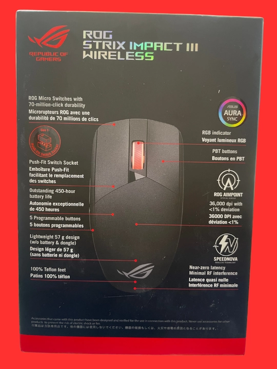 ASUS ROG Strix Impact III Wireless — ультралегкая игровая мышь с сенсором 36 000 DPI