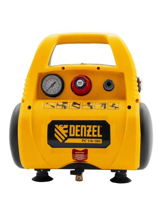 Kompressor havo, DENZEL PC 1/6-180, 1.1 kVt, 180 l/min, 6 litr, yog‘siz, 58057