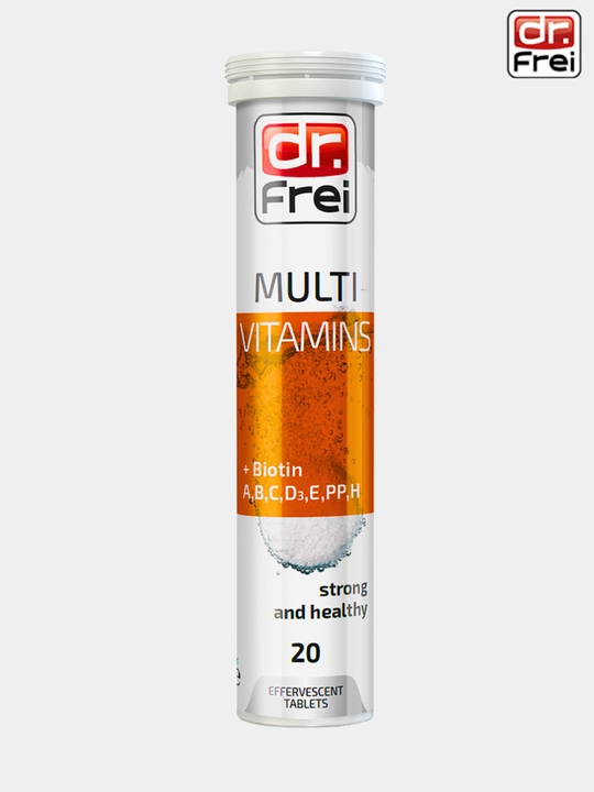 Витамины для укрепления иммунитета Dr.Frei Multivitamins + Биотин, таблетки шипучие №20