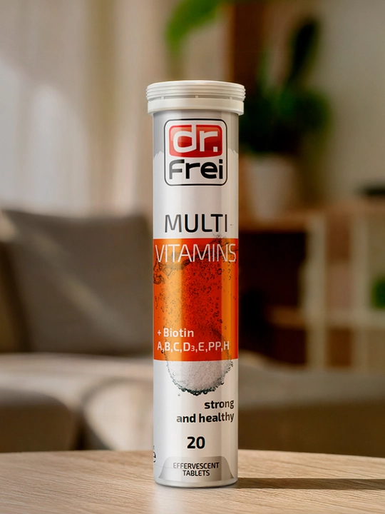 Витамины для укрепления иммунитета Dr.Frei Multivitamins + Биотин, таблетки шипучие №20