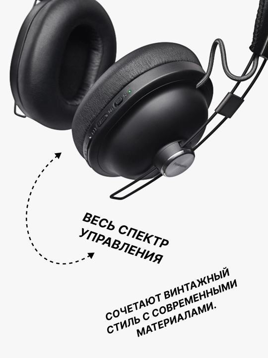 Беспроводные наушник Panasonic RP-HTX90NGCK Over-ear Wireless Mic Black, Bluetooth, до 24ч
