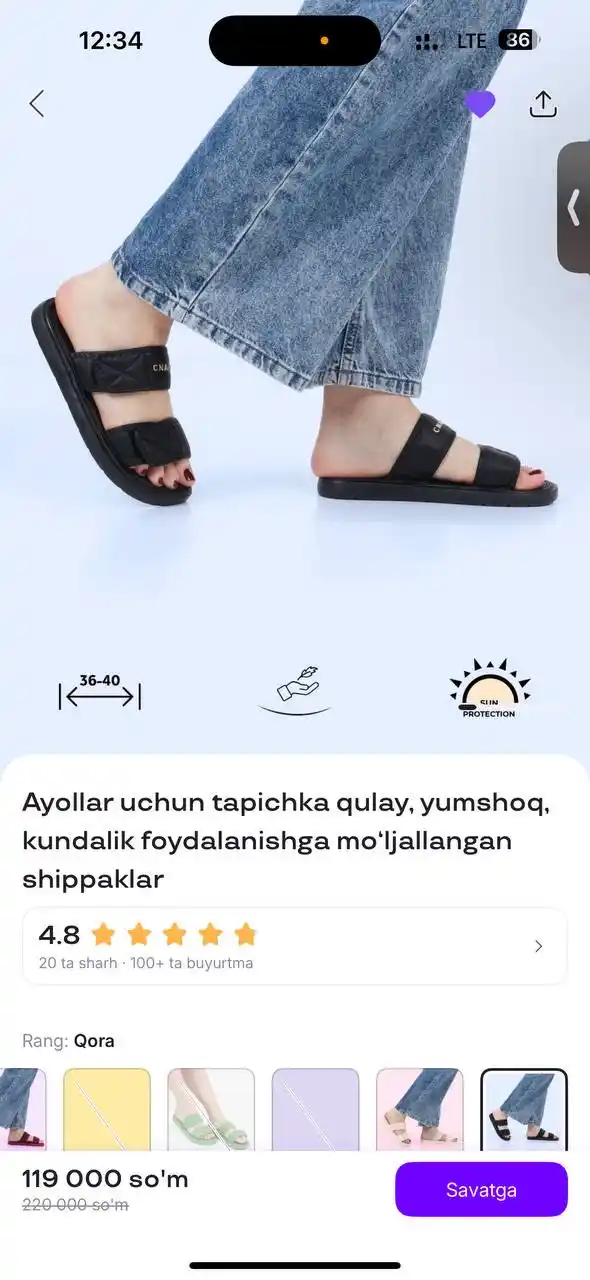 Ayollar uchun tapichka qulay, yumshoq, kundalik foydalanishga mo‘ljallangan shippaklar