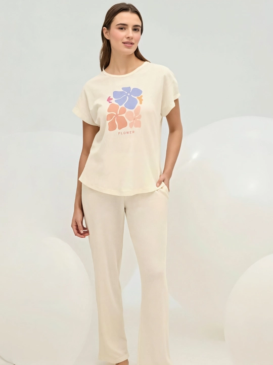 Turkiya ayollar uchun "Flower" printli uy to‘plami - 