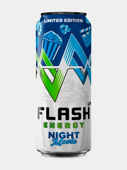Flash Up energy Night Movie со вкусом карамельного попкорна 450 мл — FLASH-ENERG1