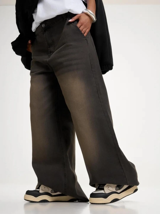 Keng jinsi, ayollar, baggi, qora baggy jeans y2k, paxta