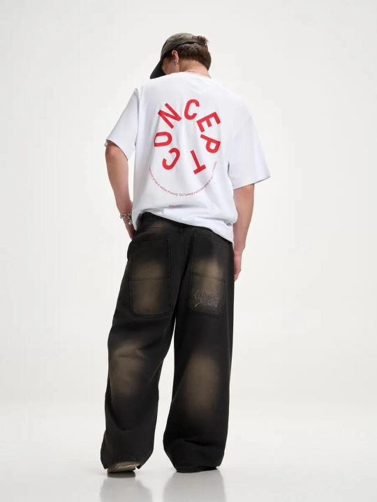 Keng jinsi, ayollar, baggi, qora baggy jeans y2k, paxta