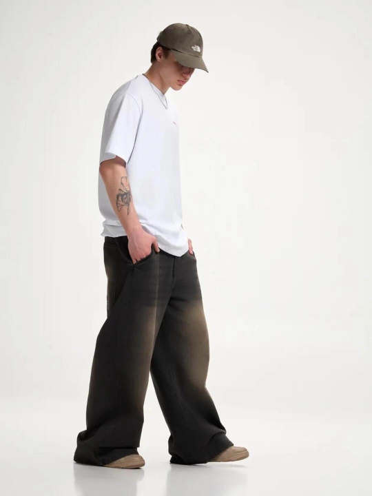 Keng jinsi, ayollar, baggi, qora baggy jeans y2k, paxta