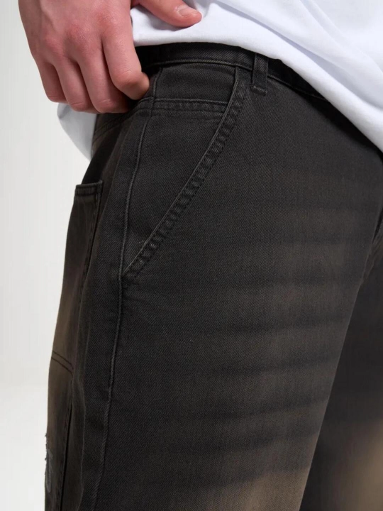 Keng jinsi, ayollar, baggi, qora baggy jeans y2k, paxta