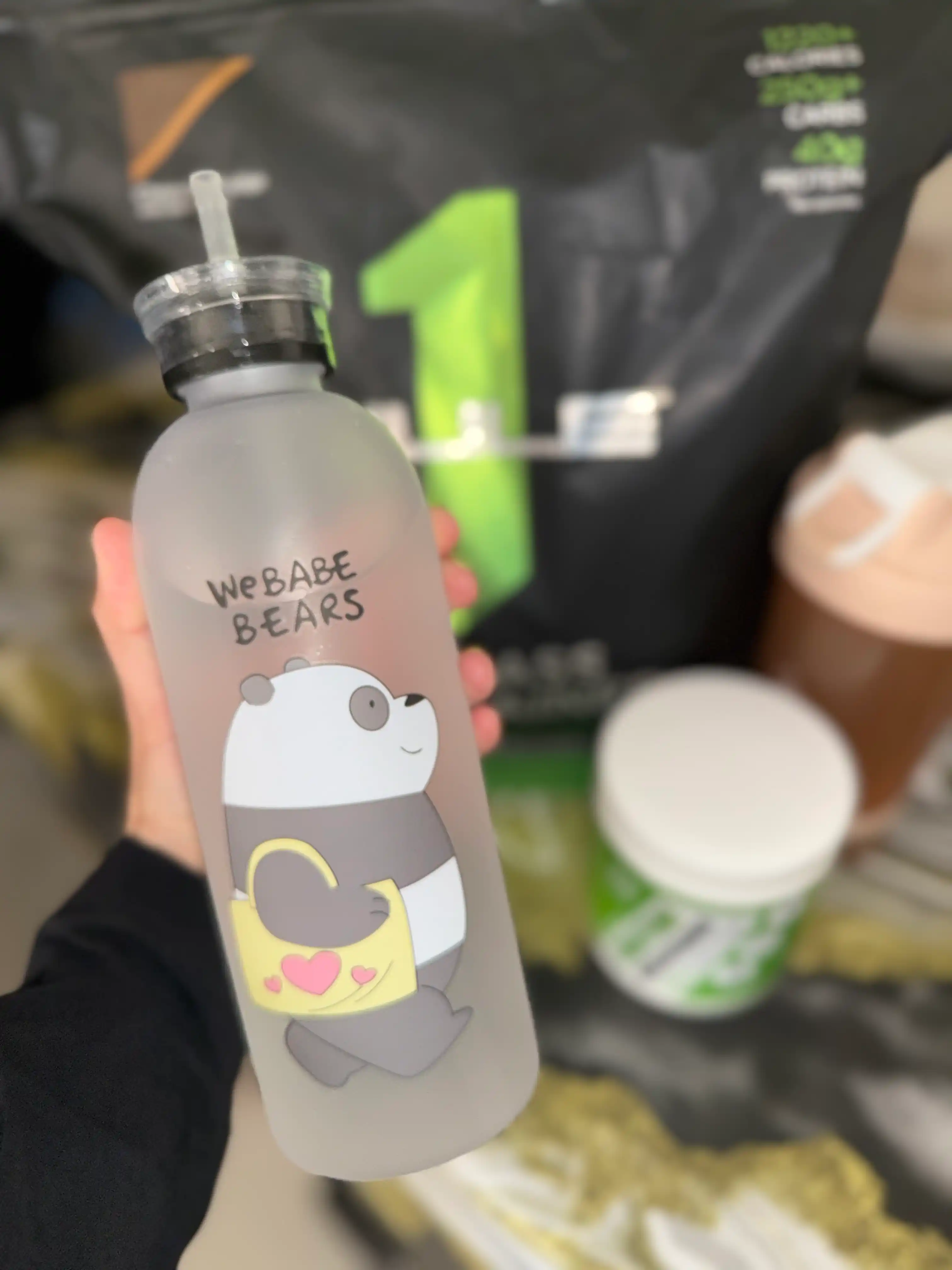 Mat plastikdan tayyorlangan ayiqli rasmli shisha, 1000 ml