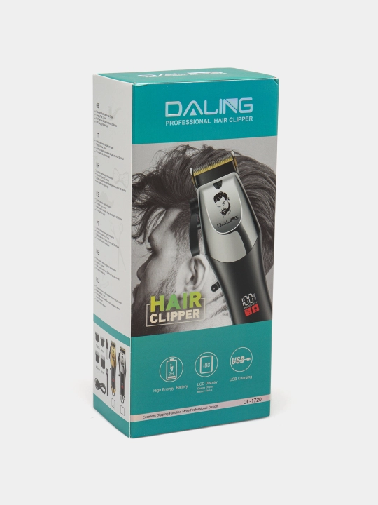 Professional simsiz soch va soqol olish kesish mashinkasi trimmer Daling, LCD displeyli