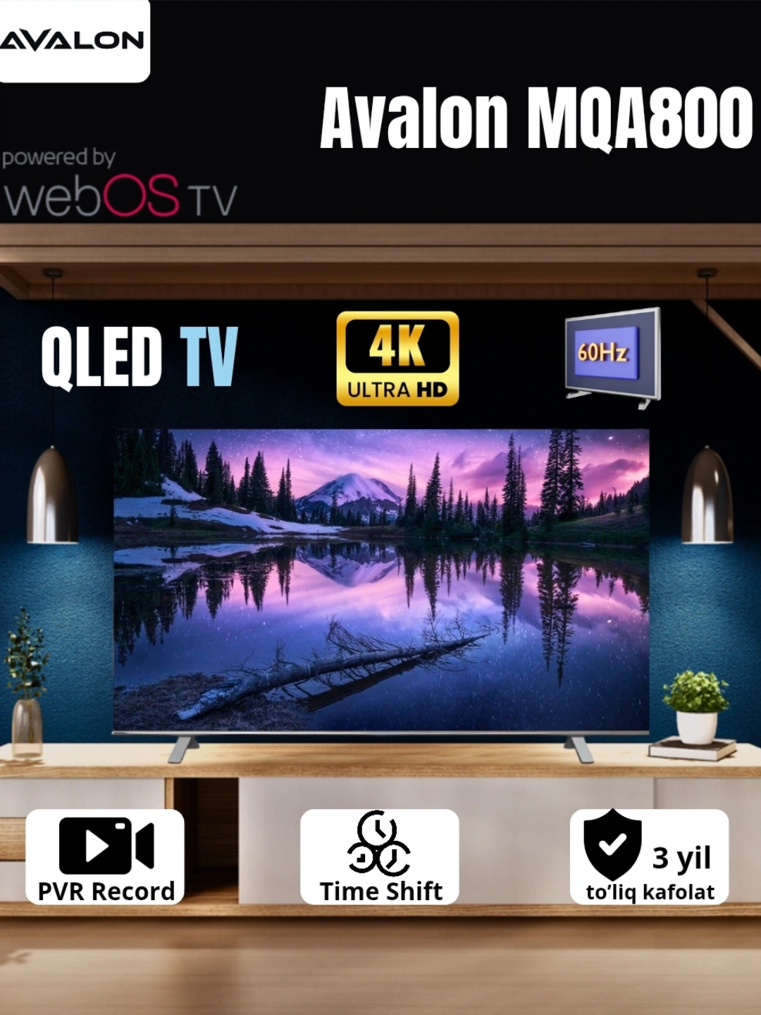 Смарт телевизор Avalon 43", 55",50, 65" QLED MQA800 4K Ultra HD за 3445000 сум со скидкой 57%. Uzum Market