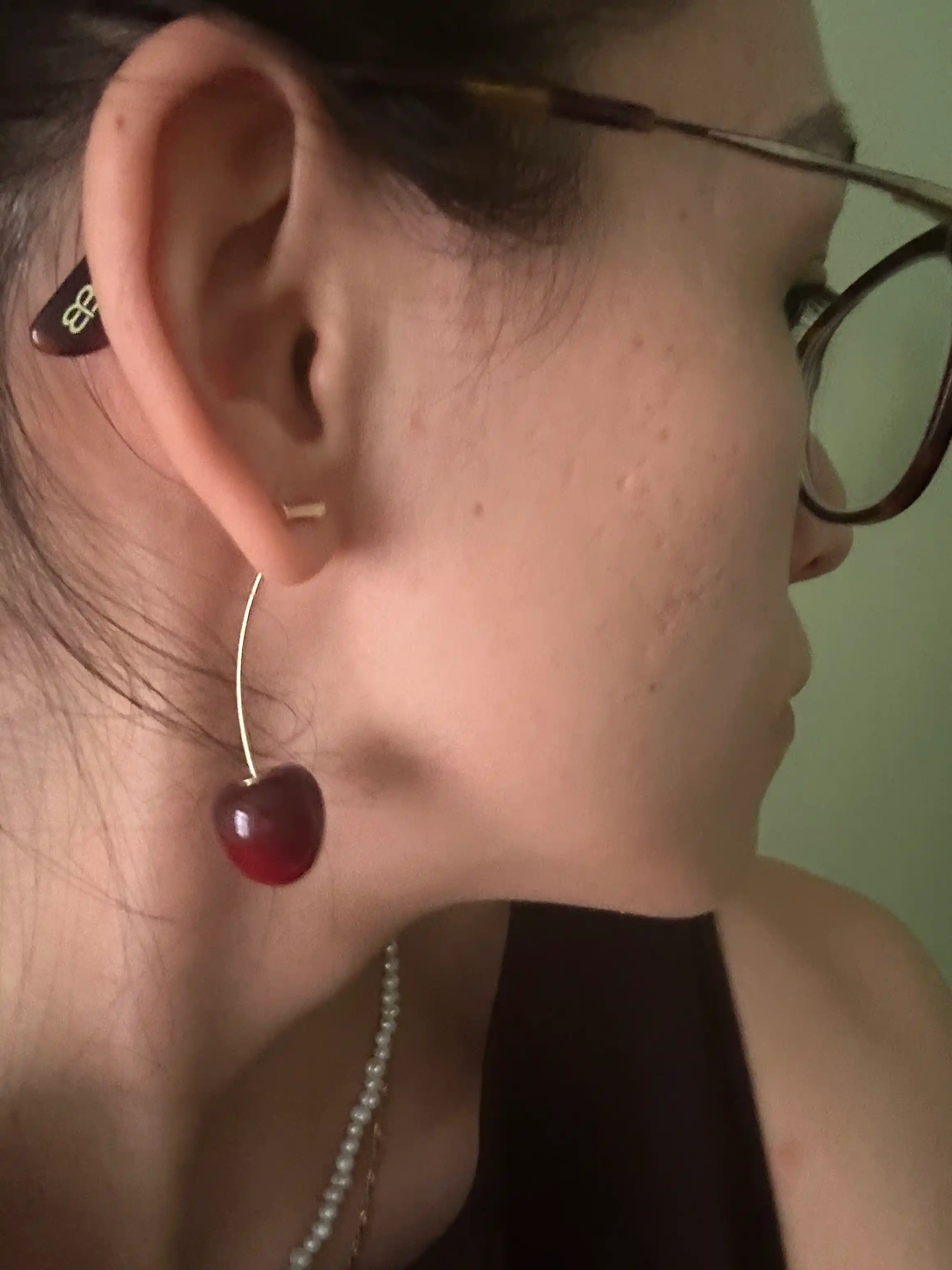 Серьги, сердце, клевер, бижутерия, женские, вишня, жемчуг, YSL