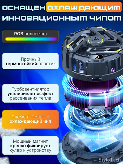 Telefon sovutgich kulleri o'yinlar uchun, magnitli va sovutish RGB yoritgichi bilan