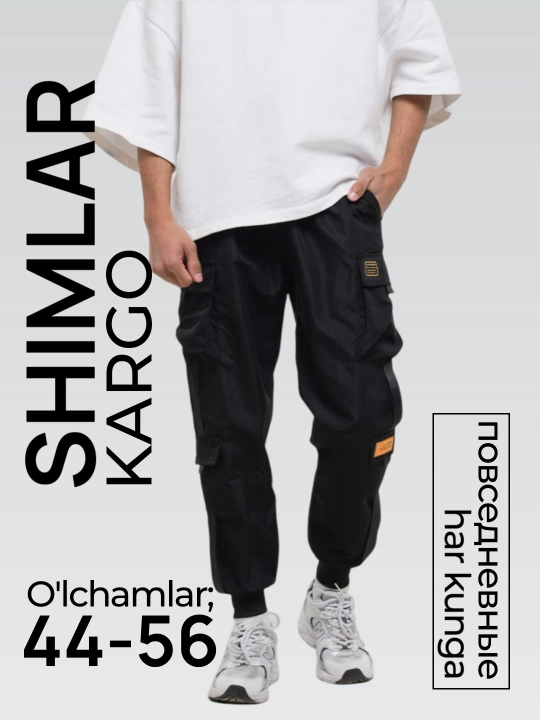 Erkaklar kargo shimlari, ko'p cho'ntakli sport uslubi, poliefir tolasi, razmer XS-4XL