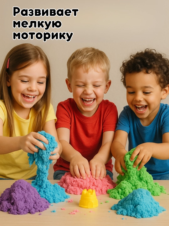 Кинетический песок, с надувной песочницей и формочками, набор для лепки