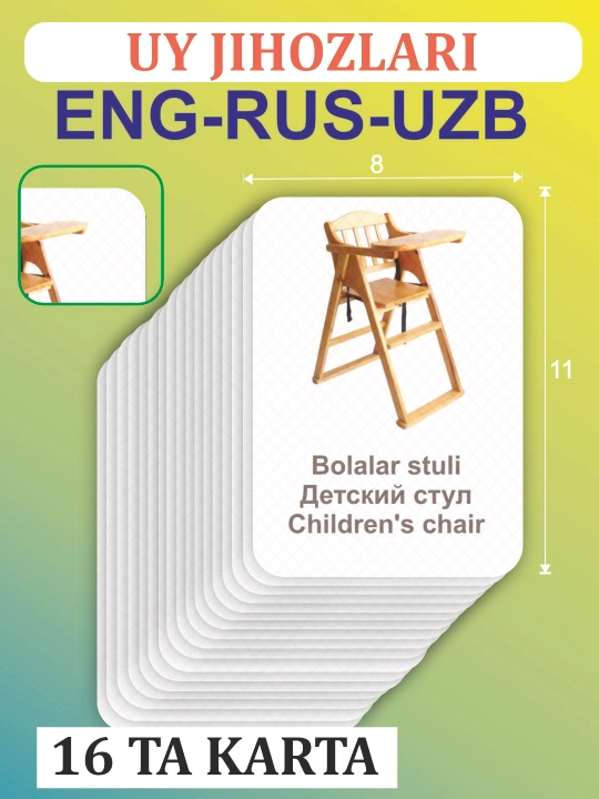 Bolalar uchun predmet nomlarini orgatishga moljallangan kartalar