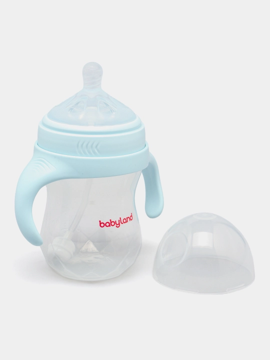 BabyLand tabiiy silikonli butilka, chaqaloqlarni ovqatlantirish uchun, 125, 260 ml hajmli