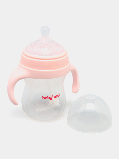 BabyLand tabiiy silikonli butilka, chaqaloqlarni ovqatlantirish uchun, 125, 260 ml hajmli