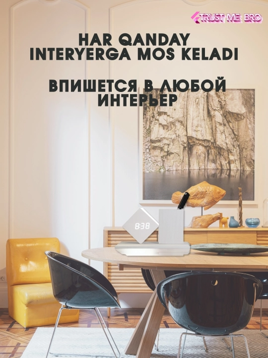 Aqlli elektron stol soati, budilnik, termometr va USB port bilan