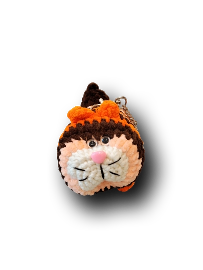 Брелок "Котик", мягкий вязаный котик-брелок — RIMBOSS-RIMB102-КОРИЧН