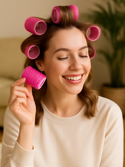 Бигуди на липучке для укладки и объема, Velcro, пластиковые, 40 мм, 5 шт