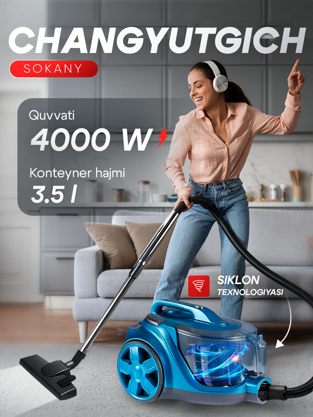 Пылесос для дома SOKANY, мощный 4000 Вт за 1020000 сум со скидкой 59%. Uzum Market