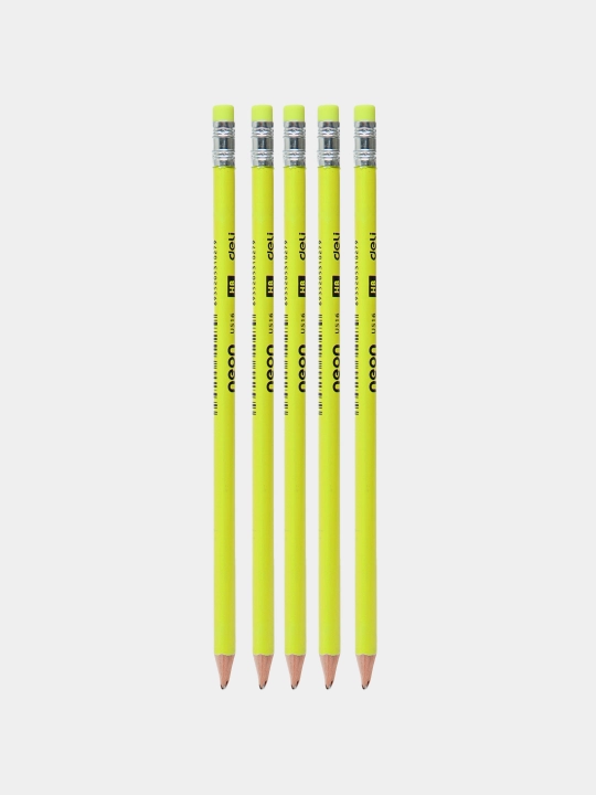 Карандаш HB с ластиком Neon 51600 Deli 5 штук