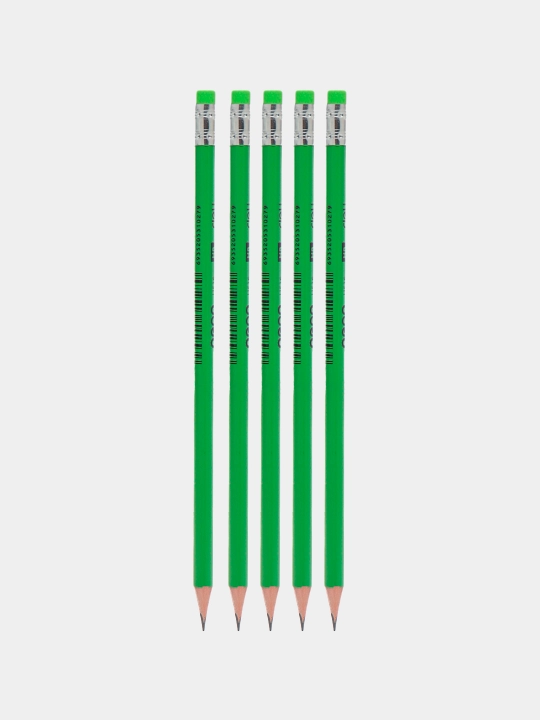Карандаш HB с ластиком Neon 51600 Deli 5 штук