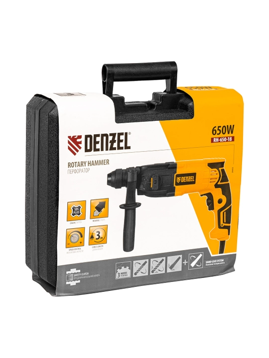 Elektr perforator RH-650-18 DENZEL, SDS-plus, 650 Vt, 2.0 J, SDS-plus, 26603