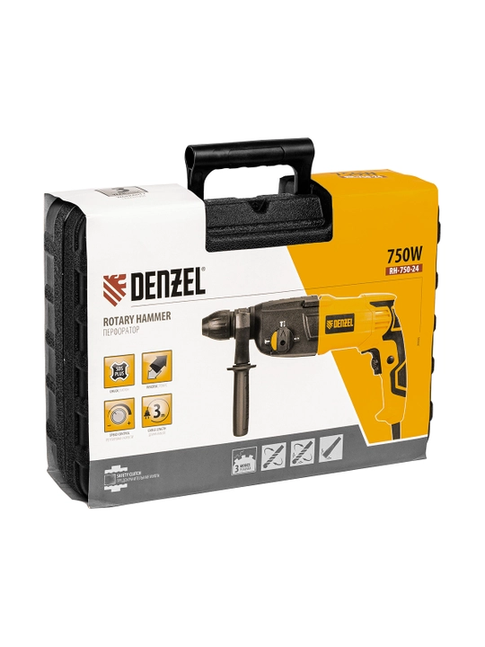Перфоратор электрический DENZEL RH-750-24, SDS - plus, 750 Вт, 2.5 Дж, 26605
