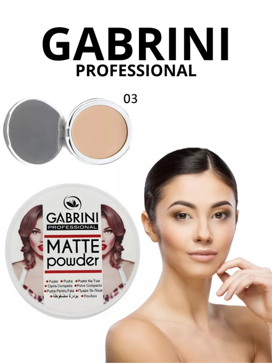 Pudra, yuz uchun upa Gabrini Matte Powder, suvga chidamli, matlashtiruvchi, 24 soat, 12 g - 