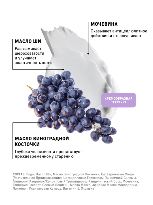 Баттер для тела увлажняющий, виноград
