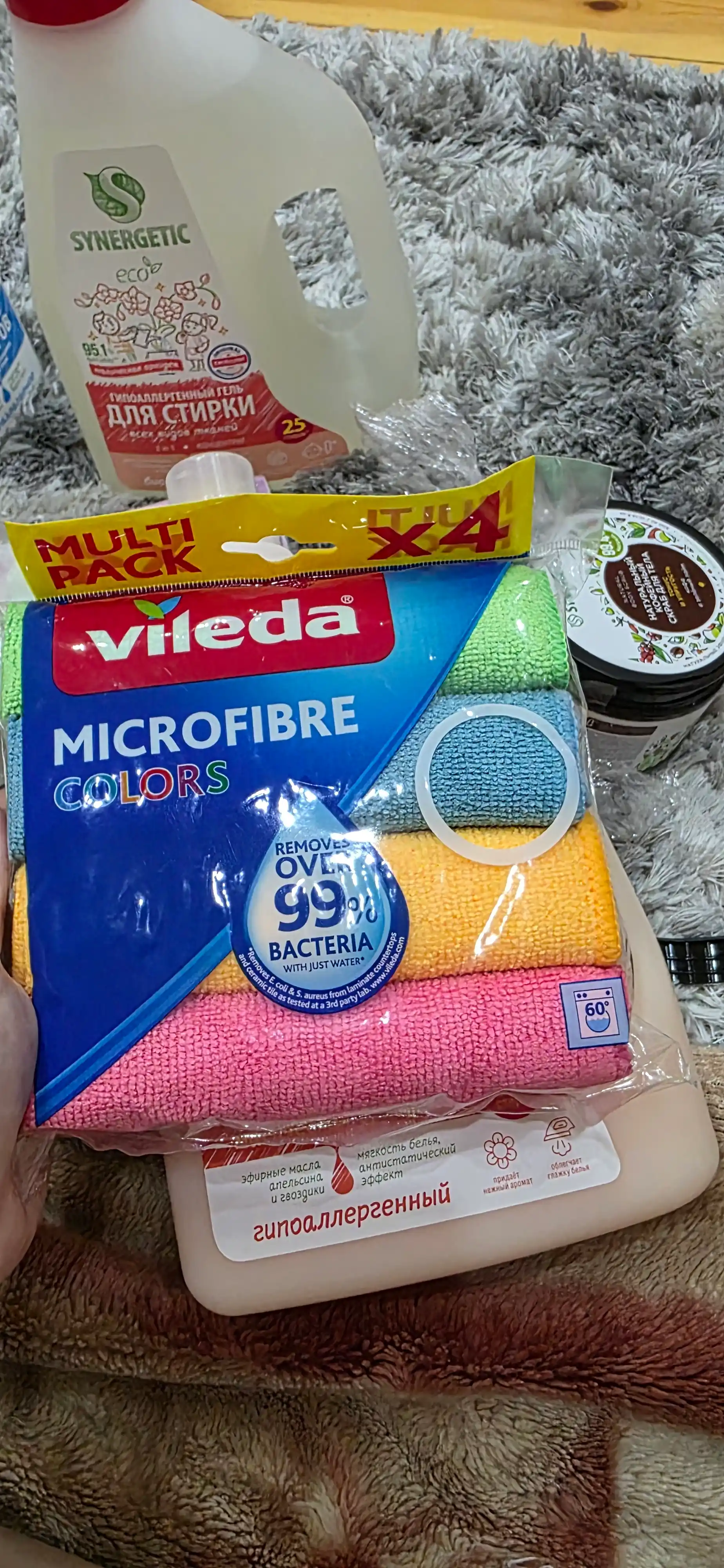 Набор салфеток Vileda Microfibre Colors, 4 шт, из микрофибры, для уборки