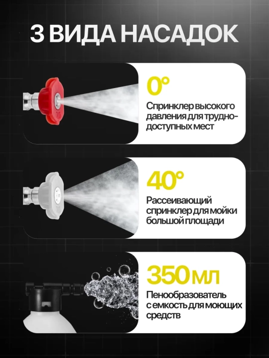 Беспроводная универсальная мойка высокого давления с 2 аккумуляторами