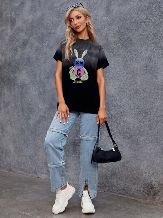 Футболка Oversize, с принтом из камней, 42-52