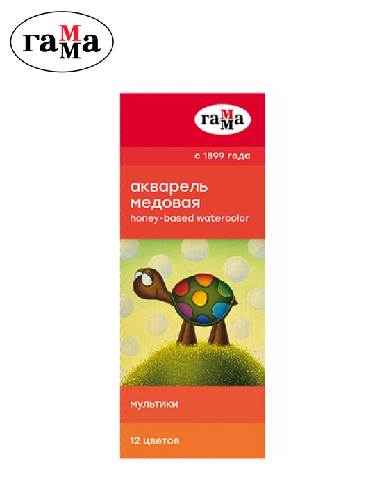 Akvarel Gamma "Multfilmlar", asalli, 12 rang, cho'tkasiz, karton qadoq, 211048 - 