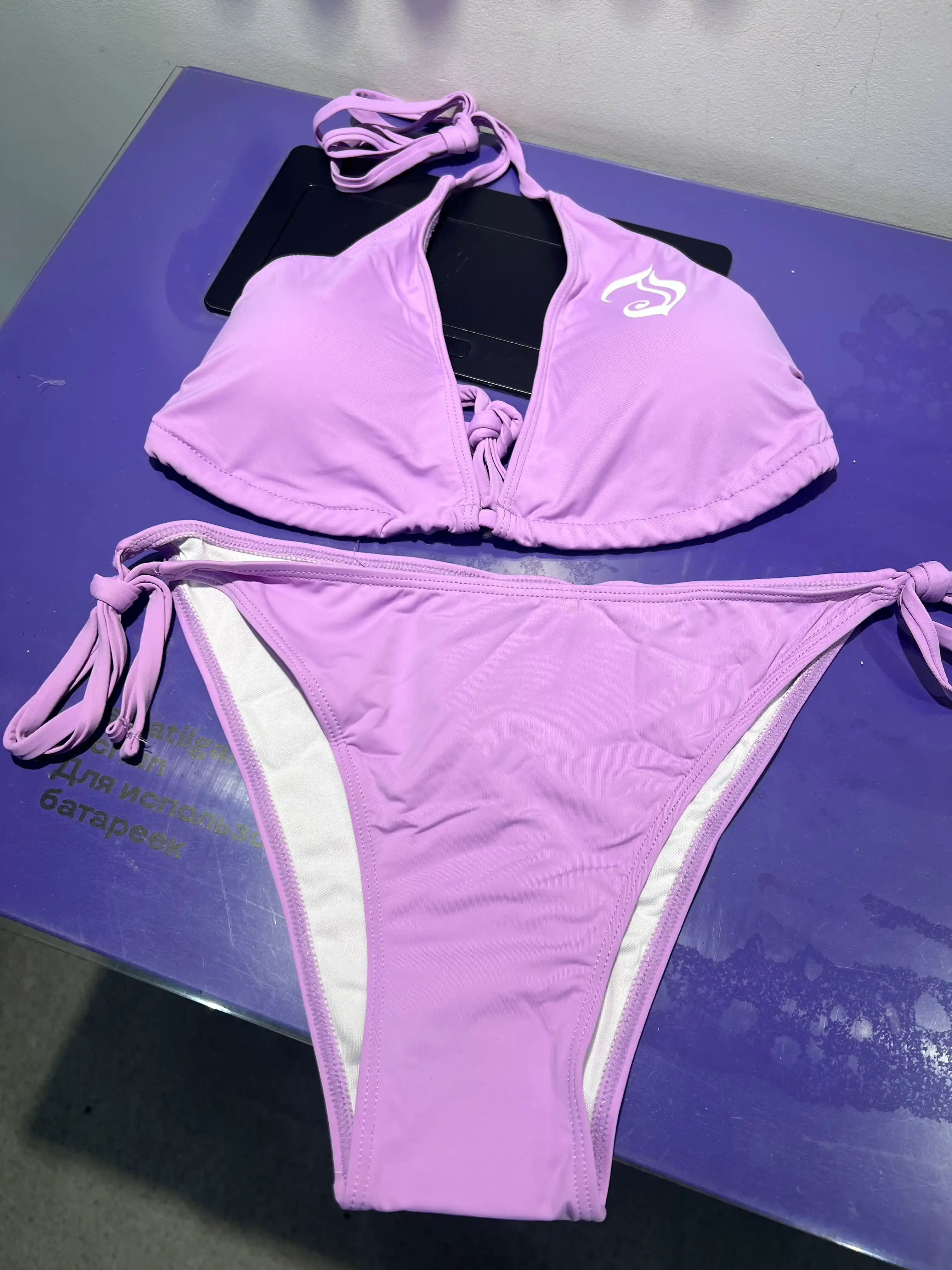Ayollar bog‘ichli bikini cho‘milish kiyimi (pushti/binafsha/qizil)